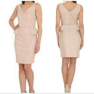 Belle Badgley Mischka champagne peplum waist dress